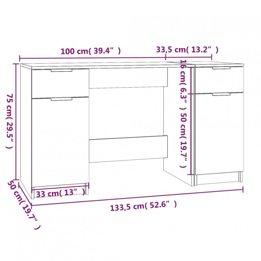 Bureau avec armoire latérale Sonoma gris 