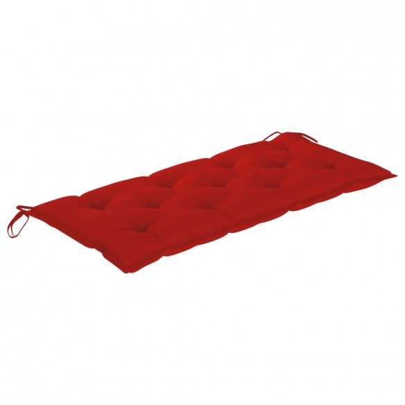 Banc Batavia avec coussin rouge 120 cm Bois de teck massif