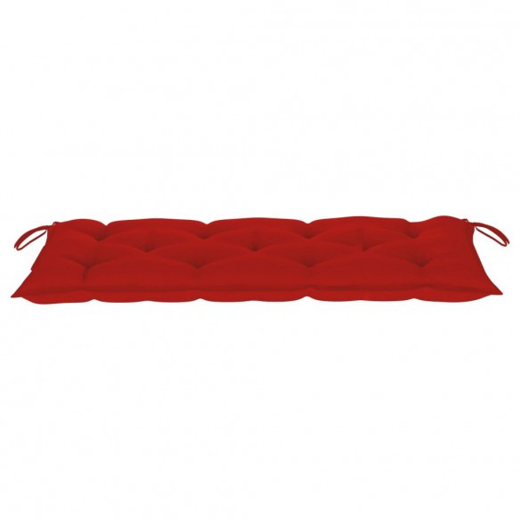 Banc Batavia avec coussin rouge 120 cm Bois de teck massif