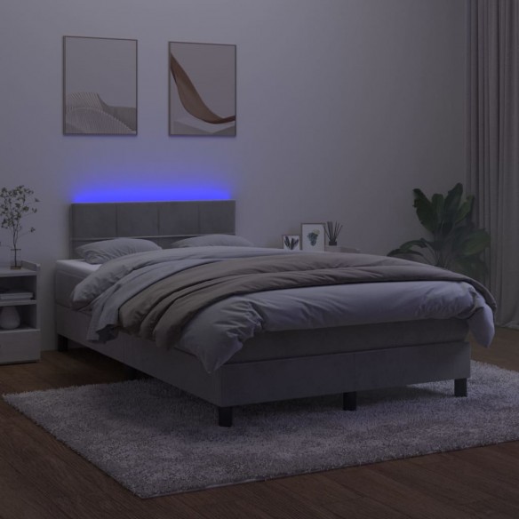 Sommier à lattes de lit avec matelas LED Gris clair 120x200 cm