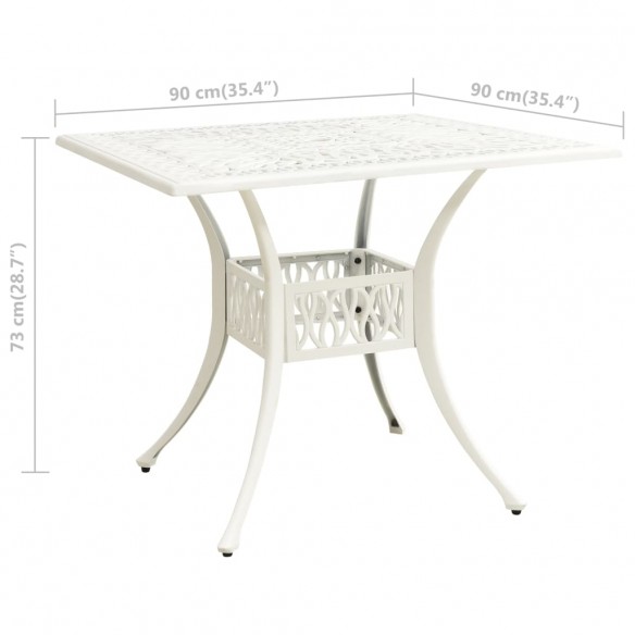 Table de jardin Blanc 90x90x73 cm Aluminium coulé