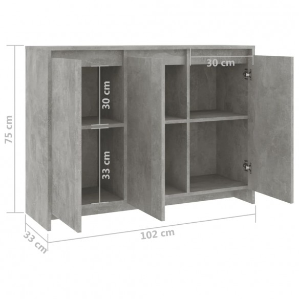 Buffet Gris béton 102x33x75 cm Aggloméré