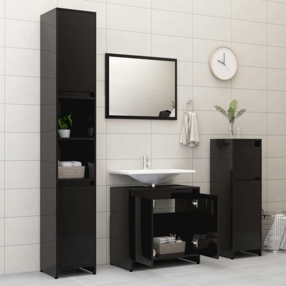 Armoire de salle de bain Noir 60x33x61 cm Aggloméré