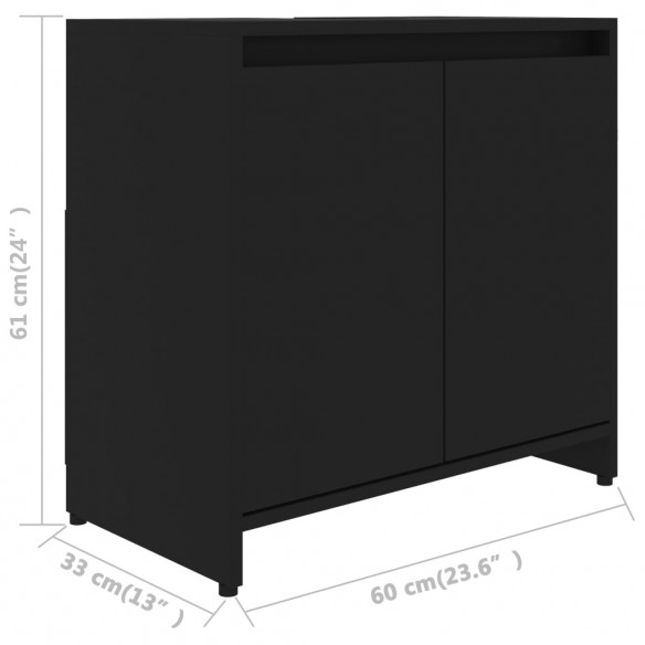 Armoire de salle de bain Noir 60x33x61 cm Aggloméré