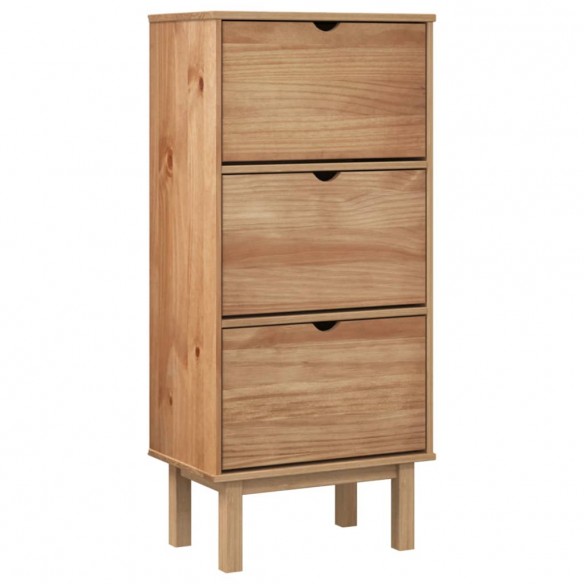 Armoire à chaussures OTTA avec 3 tiroirs Marron Bois massif pin