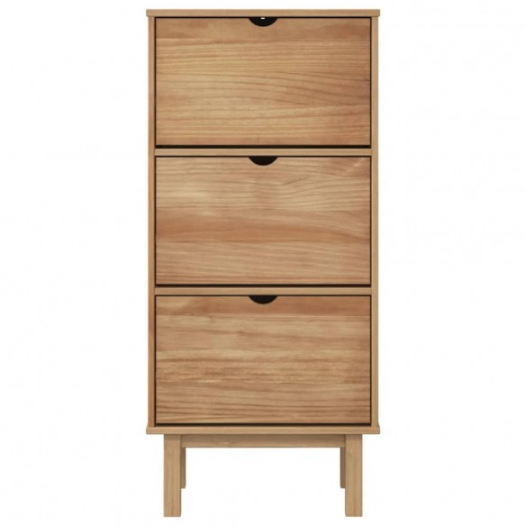 Armoire à chaussures OTTA avec 3 tiroirs Marron Bois massif pin