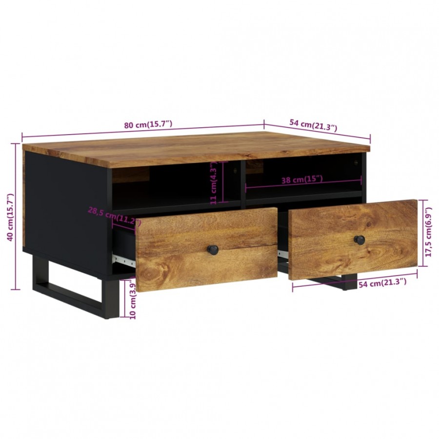 Table basse 80x54x40 cm Bois de manguier solide et d'ingénierie Table basse 80x54x40 cm Bois de manguier solide et d'ingénierie