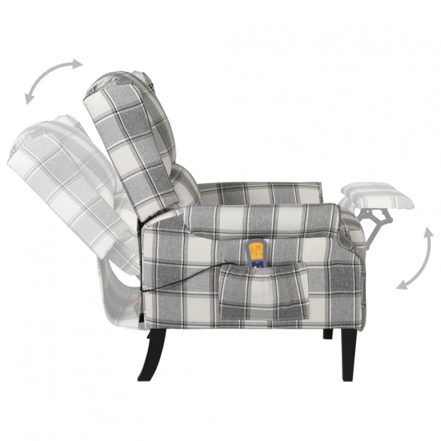 Fauteuil de massage inclinable gris blanc tissu Fauteuil de massage inclinable gris blanc tissu