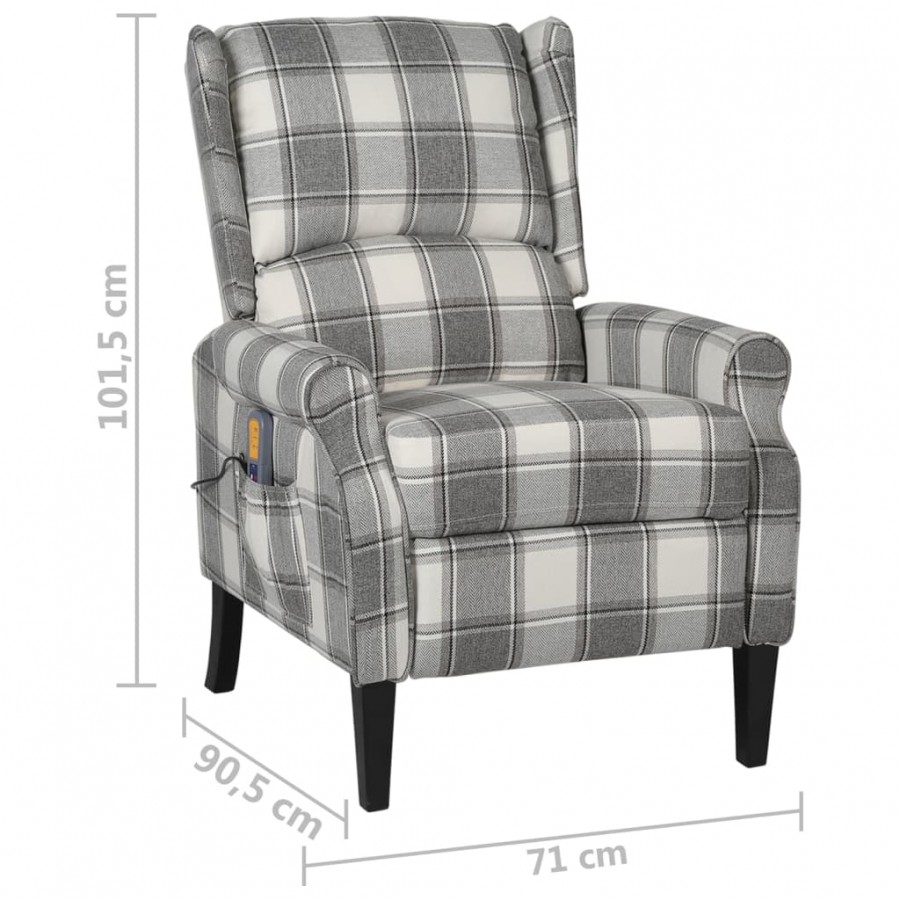 Fauteuil de massage inclinable gris blanc tissu Fauteuil de massage inclinable gris blanc tissu