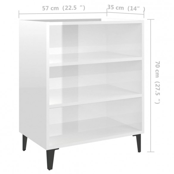 Buffet Blanc brillant 57x35x70 cm Aggloméré