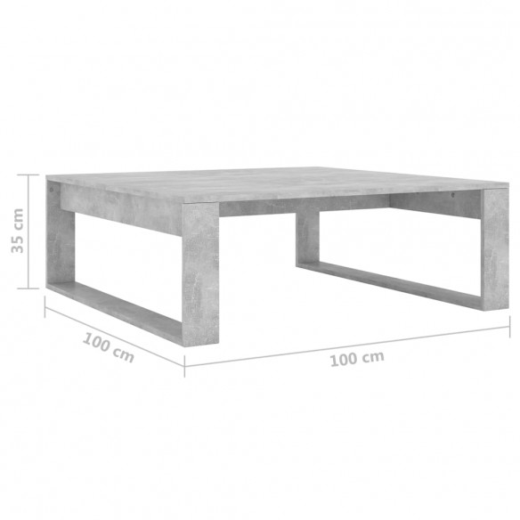Table basse Gris béton 100x100x35 cm Aggloméré