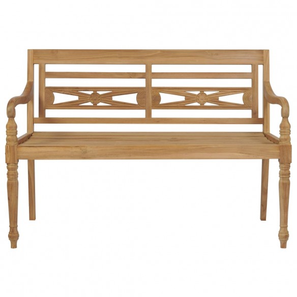 Banc Batavia avec coussin taupe 120 cm Bois de teck massif