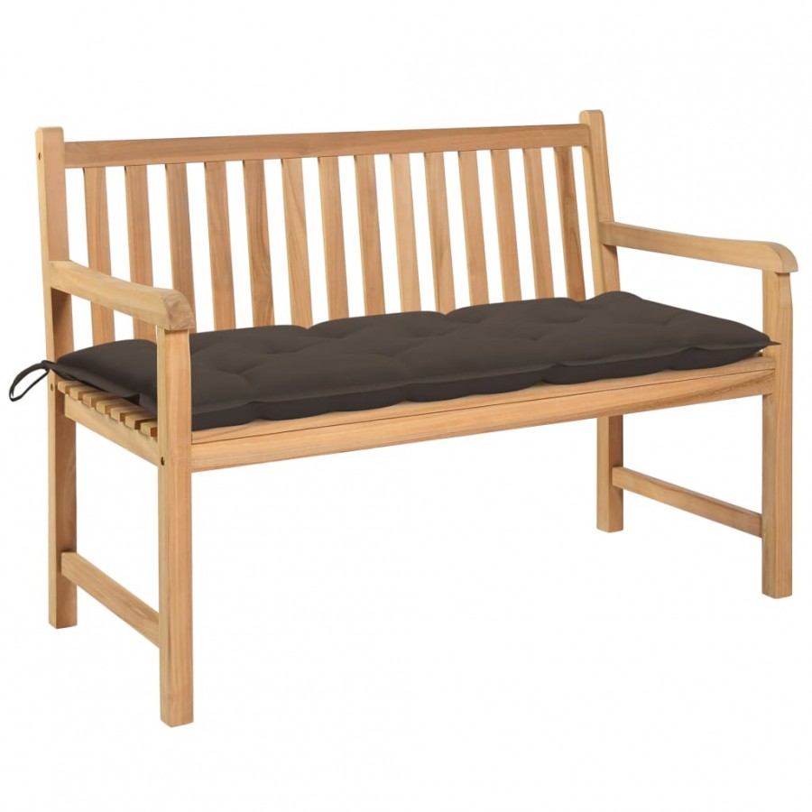 Banc de jardin avec coussin taupe 120 cm Bois de teck massif