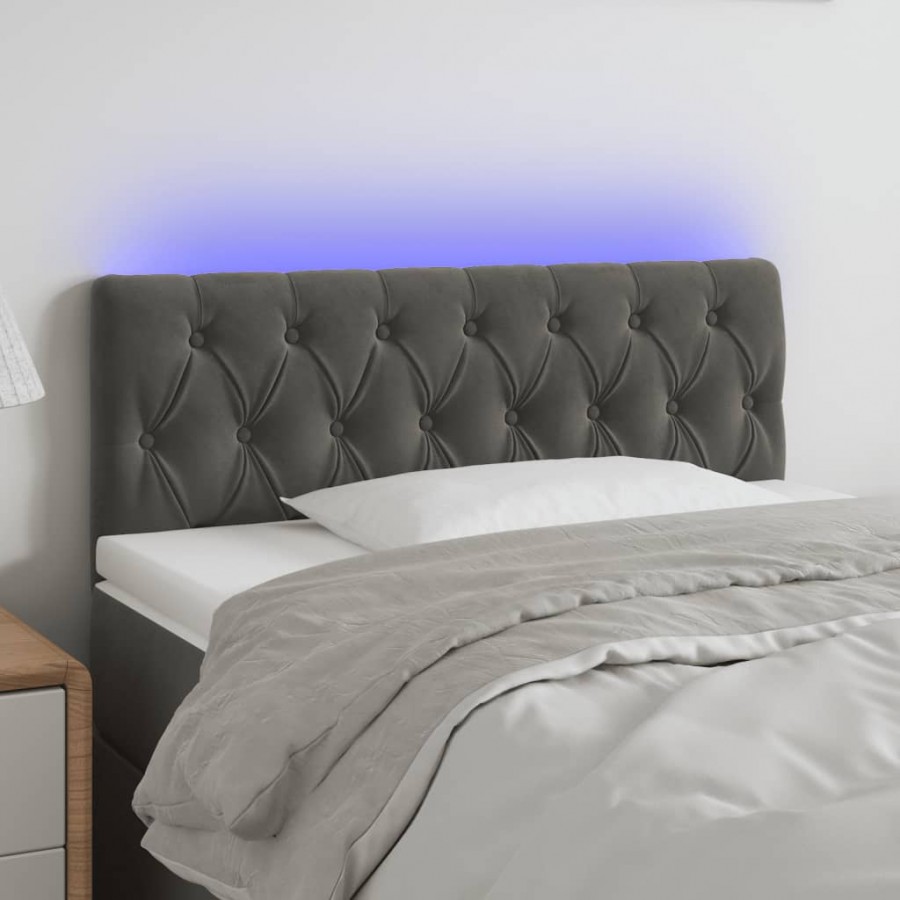 Tête de lit à LED Gris foncé 90x7x78/88 cm Velours