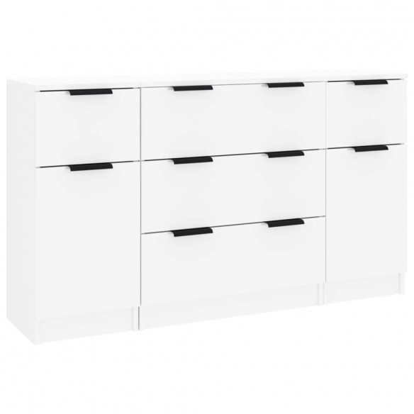 Ensemble de buffets 3 pcs Blanc brillant Bois d'ingénierie