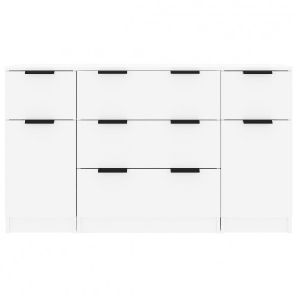 Ensemble de buffets 3 pcs Blanc brillant Bois d'ingénierie