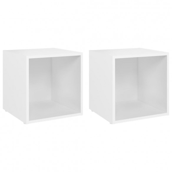 Meubles TV 2 pcs Blanc 37x35x37 cm Aggloméré