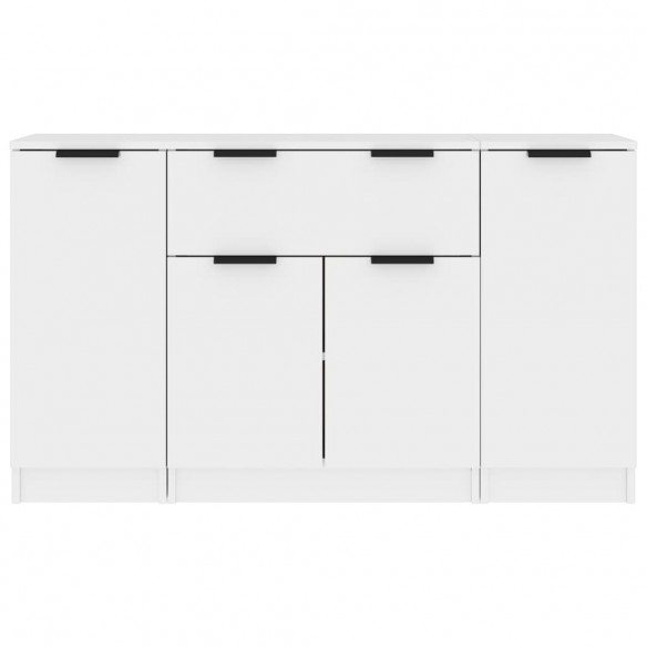 Buffets 3 pcs blanc brillant bois d'ingénierie