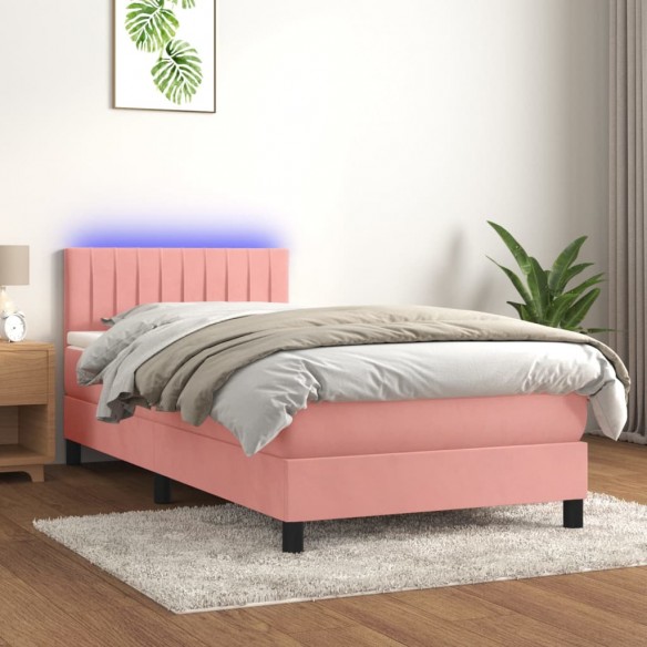 Cadre de lit avec matelas et LED Rose 100x200 cm