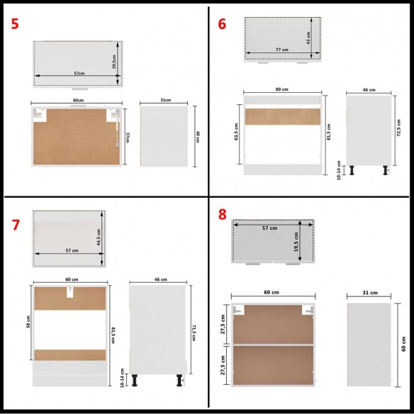 Ensemble de meubles de cuisine 8 pcs Blanc Aggloméré