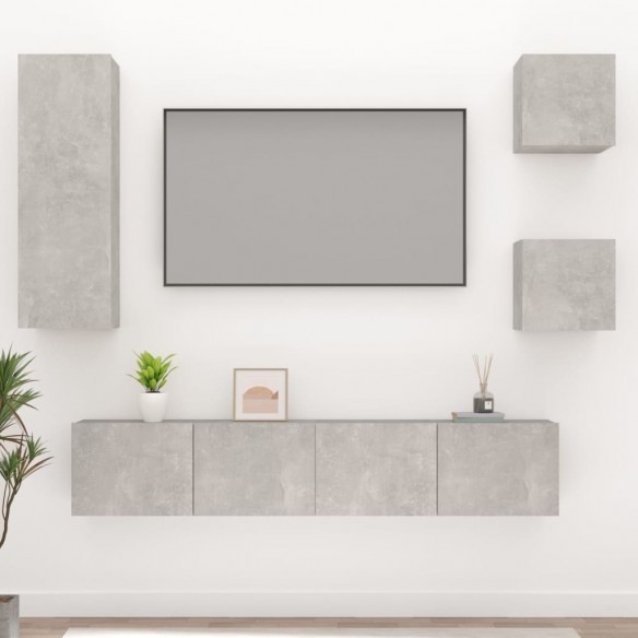 Ensemble de meubles TV 5 pcs Gris béton Bois d'ingénierie