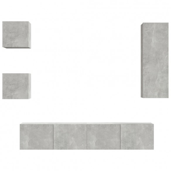 Ensemble de meubles TV 5 pcs Gris béton Bois d'ingénierie