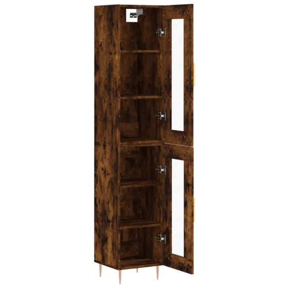 Buffet haut Chêne fumé 34,5x34x180 cm Bois d'ingénierie