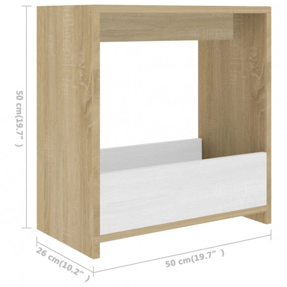 Table d'appoint Blanc et chêne sonoma 50x26x50 cm Aggloméré