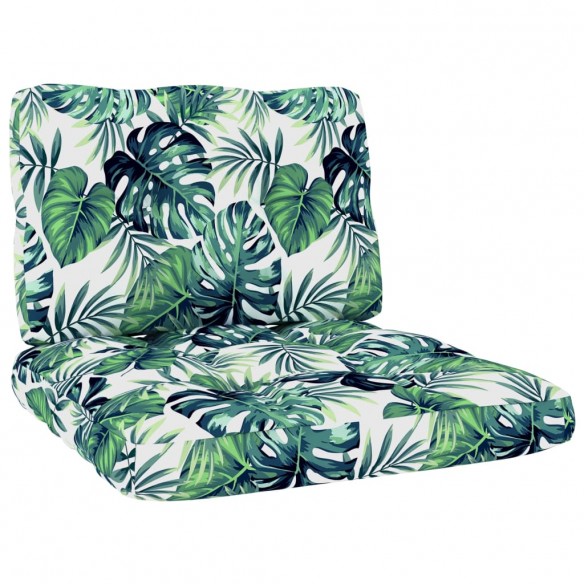 Chaises de jardin 2 pcs et coussins motif feuilles Pin imprégné