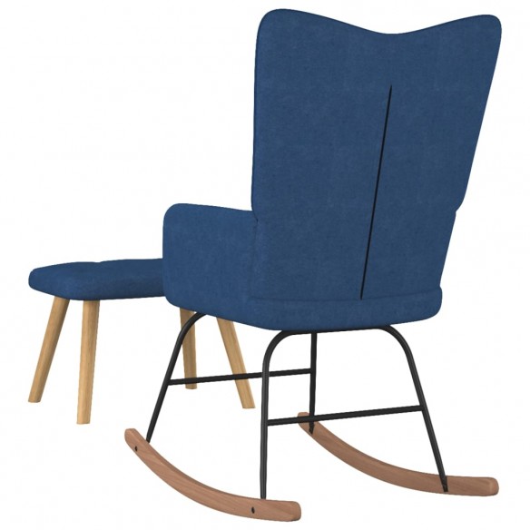 Chaise à bascule avec repose-pied Bleu Tissu