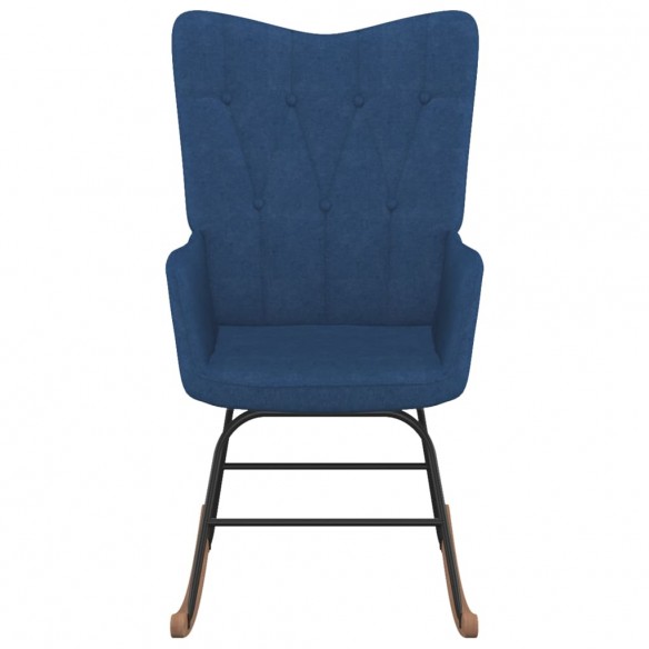 Chaise à bascule avec repose-pied Bleu Tissu