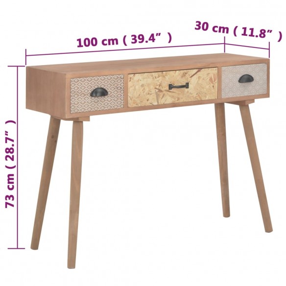Table console avec 3 tiroirs 100 x 30 x 73 cm Bois de pin massif