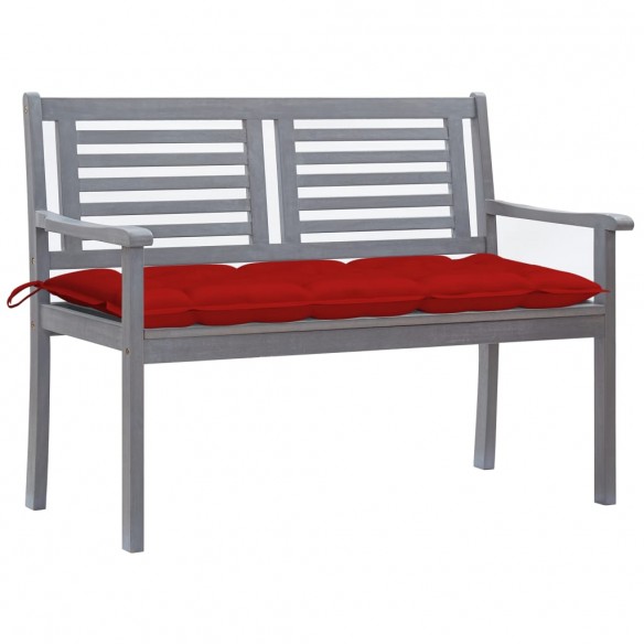 Banc de jardin 2 places avec coussin 120 cm Gris Eucalyptus