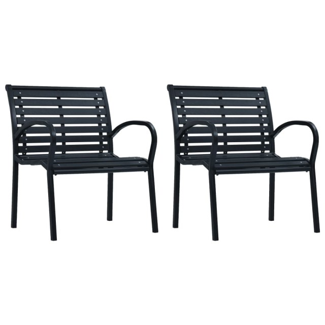 Chaises de jardin 2 pcs Noir Acier et WPC