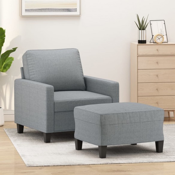 Fauteuil avec repose-pied Gris clair 60 cm Tissu