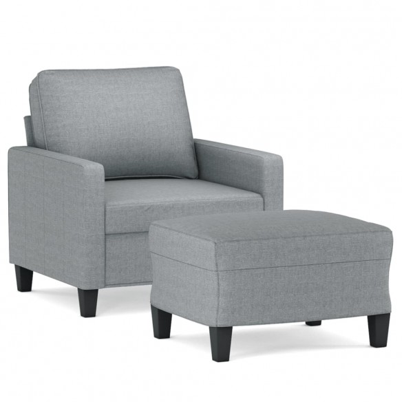 Fauteuil avec repose-pied Gris clair 60 cm Tissu