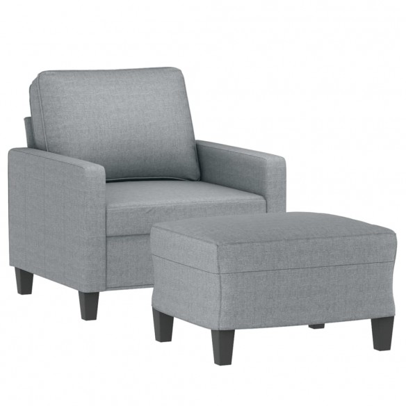 Fauteuil avec repose-pied Gris clair 60 cm Tissu