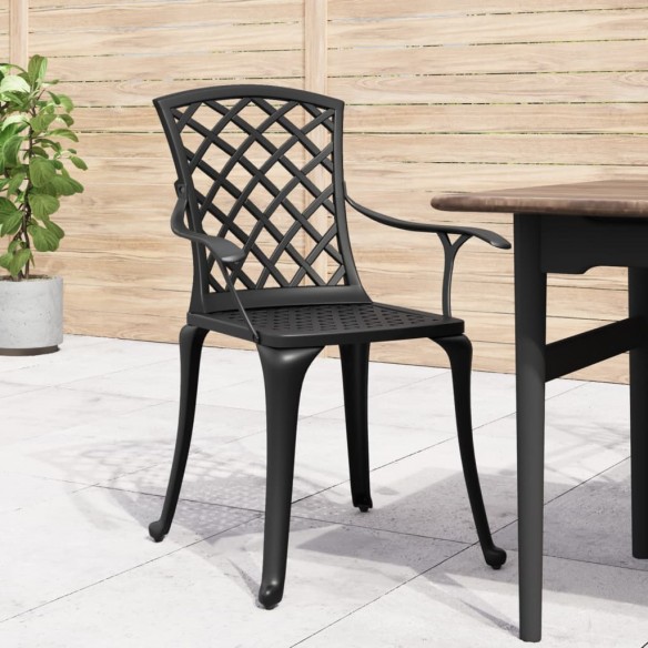 Chaises de jardin lot de 6 fonte d'aluminium noir