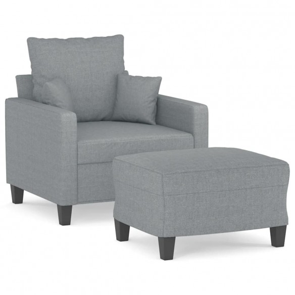 Fauteuil avec repose-pied Gris clair 60 cm Tissu