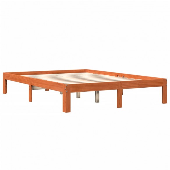 Cadre de lit cire marron 135x190 cm bois de pin massif