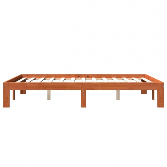 Cadre de lit cire marron 135x190 cm bois de pin massif