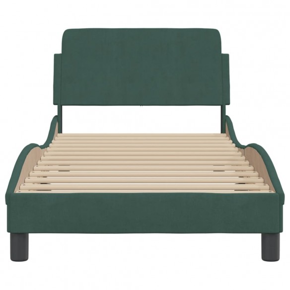 Cadre de lit avec tête de lit Vert foncé 90x190 cm Velours