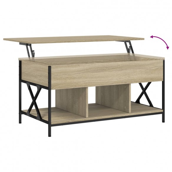 Table basse chêne sonoma 100x55x50cm bois d'ingénierie et métal