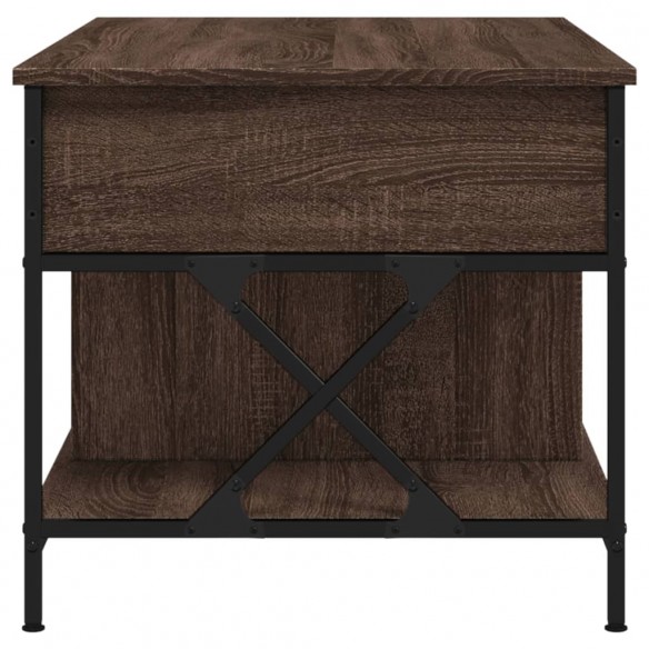 Table basse chêne marron 100x55x50cm bois d'ingénierie et métal