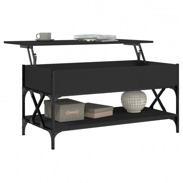Table basse noir 100x50x50 cm bois d'ingénierie et métal