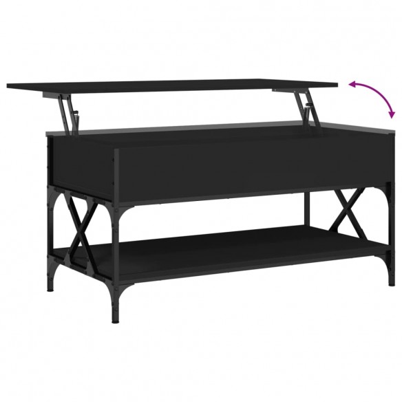 Table basse noir 100x50x50 cm bois d'ingénierie et métal