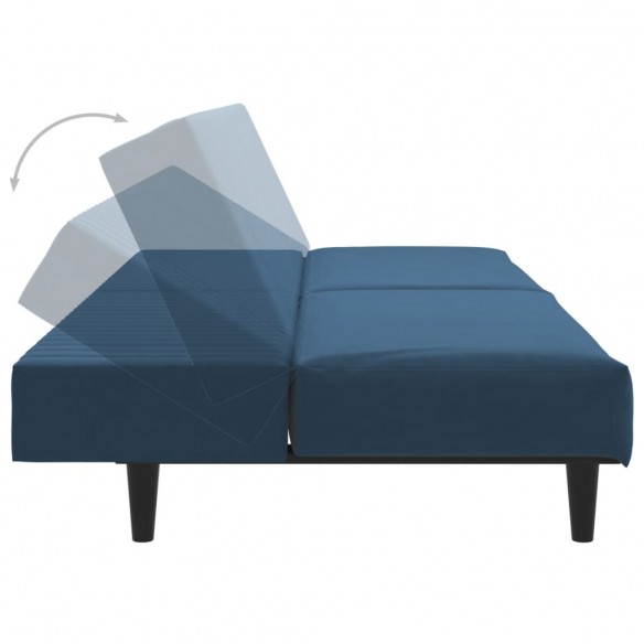 Canapé-lit à 2 places Bleu Velours