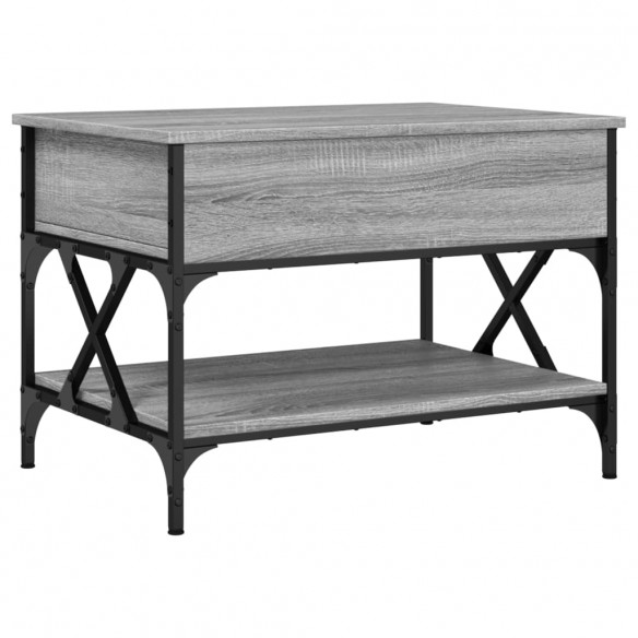 Table basse sonoma gris 70x50x50 cm bois d'ingénierie et métal