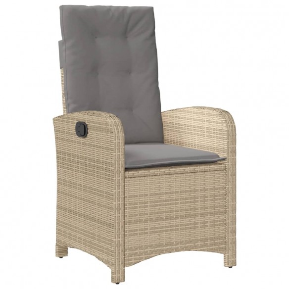 Chaise inclinable de jardin coussins mélange beige poly rotin