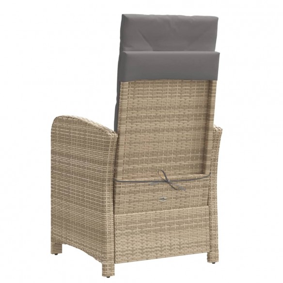 Chaise inclinable de jardin coussins mélange beige poly rotin